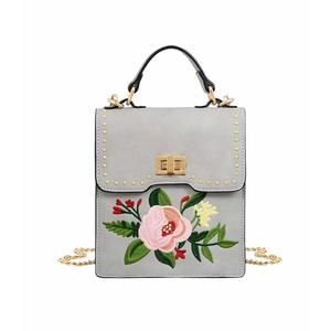 Embroidery Floral Cross Body Bag, Grey, One Size xD